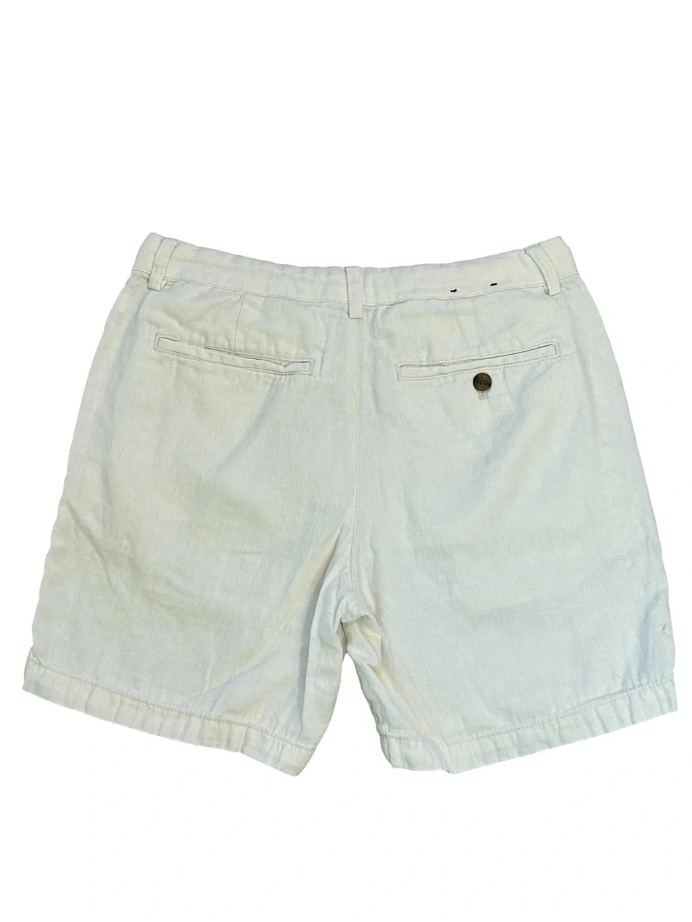 Banana Republic Cream White Linen-Blend Bermuda Shorts